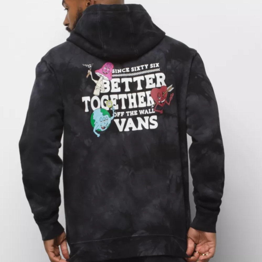 VANS Better Together Buddies Mushroom Earth Pullover Hoodie Tie Dye Men size L